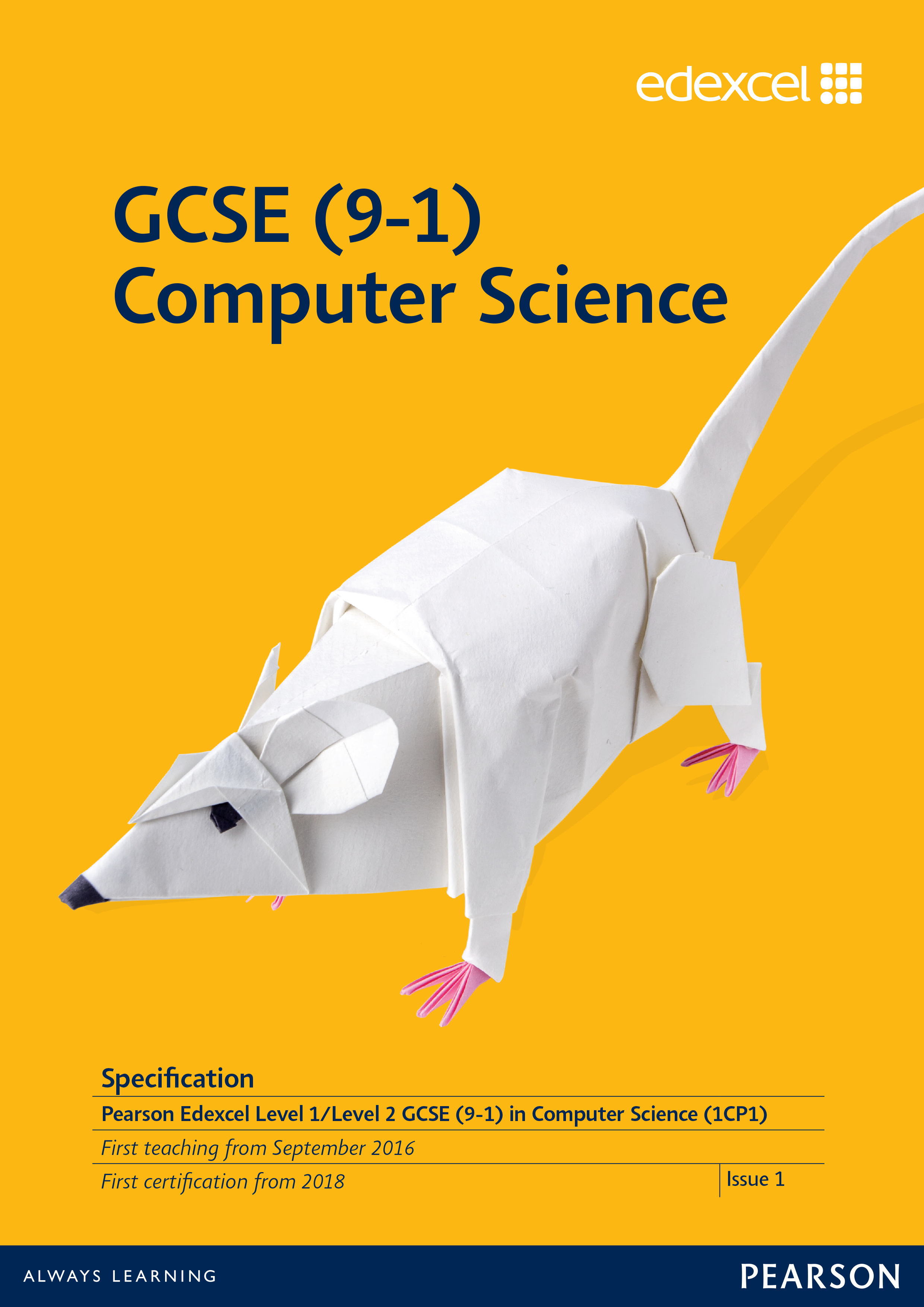Link to Edexcel GCSE Computer Science (2016) specification page