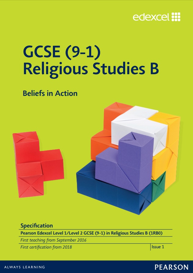 Lin to Edexcel GCSE (9-1) Religious Studies B (2016) specification page