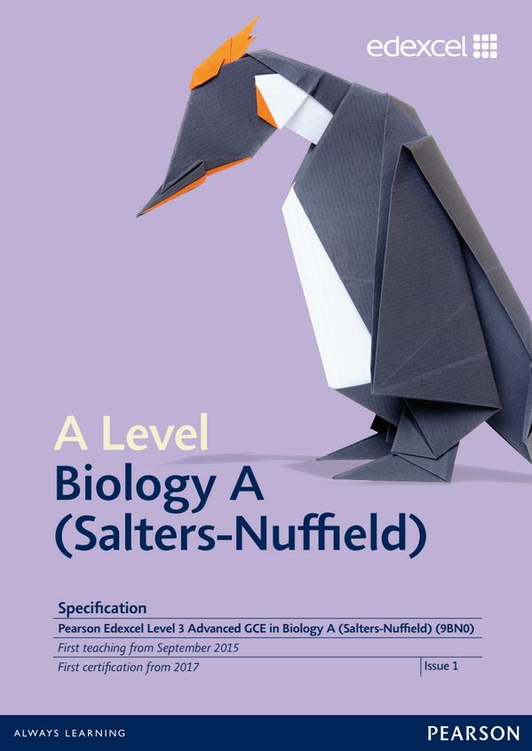 Link to Edexcel A level Biology A (Salters-Nuffield) specification page