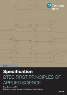 BTEC First Award in Principles of Applied Science specification