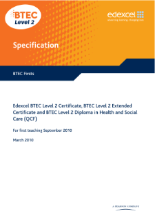 BTEC Firsts in Health and Social Care specification