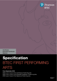BTEC First Certificate in Performing Arts specification