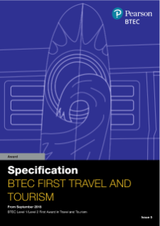 BTEC First Award (2018) in Travel and Tourism specification
