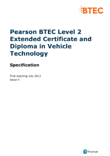 BTEC Firsts in Vehicle Technology specification