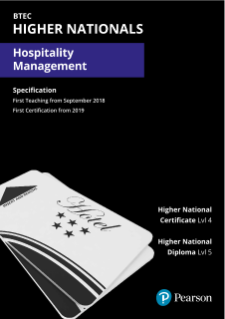 Pearson BTEC Higher National qualifications in Hospitality Management