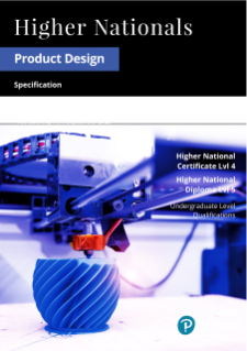 Pearson BTEC Higher National Certificate in Product Design - Specification