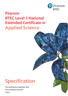 Pearson BTEC Level 3 National Extended Certificate in Applied Science: Specification