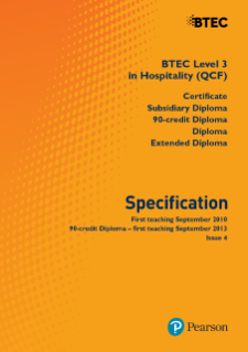 BTEC Level 3 Hospitality specification