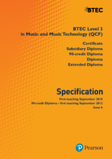 BTEC Level 3 Music and Music Technology specification