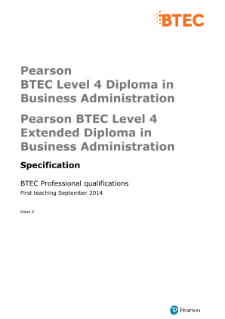 Specification - BTEC Level 4 Diploma/Extended Diploma in Business Administration