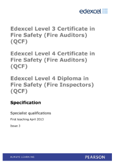 Pearson Edexcel Level 3 Certificate in Fire Safety (Fire Auditors) specification