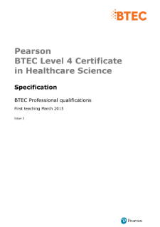 BTEC Level 4 Certificate in Healthcare Science specification