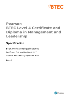 Pearson BTEC Level 4 in Management and Leadership