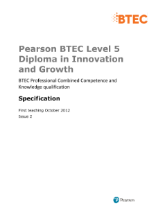 BTEC Level 5 Diploma in Innovation and Growth specification