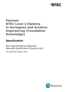 BTEC Level 2 Diploma in Aerospace and Aviation Engineering (Foundation Knowledge)