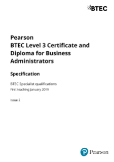 Pearson BTEC Level 3 Certificate & Diploma for Business Administrators