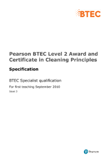 BTEC Level 2 Cleaning Principles specification