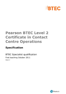 BTEC Level 2 Certificate in Contact Centre Operations specification