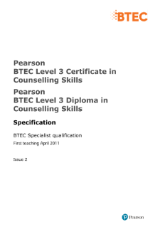 BTEC Level 3 Counselling Skills specification