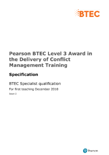 BTEC Level 3 Award in Delivery of Conflict Management Training specification