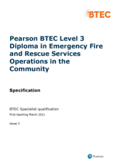 BTEC Level 3 Diploma in Emergency Fire and Rescue Services Operations in the Community specification