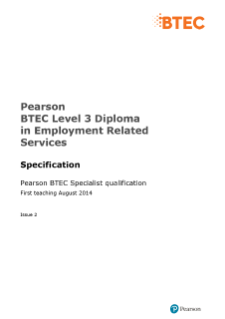 BTEC Level 3 Diploma in Employment Related Services specification