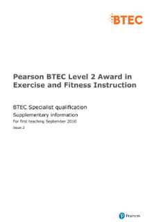 BTEC Level 2 Award in Exercise and Fitness Instruction specification