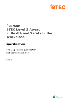 BTEC Level 2 Award in Health and Safety in the Workplace specification