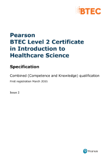 BTEC Level 2 Certificate in Introduction to Healthcare Science specification