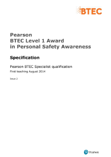 BTEC Level 1 Award in Personal Safety Awareness specification 