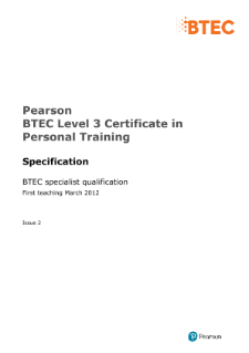 BTEC Level 3 Certificate in Personal Training specification