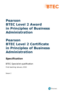 BTEC Level 2 Award in Principles of Business Administration specification