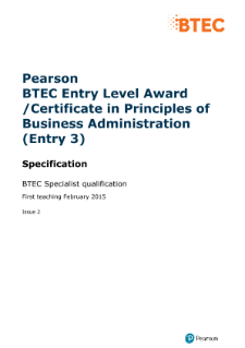 BTEC Entry Level 3 Principles of Business Administration specification
