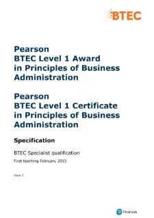 BTEC Level 1 Principles of Business Administration specification