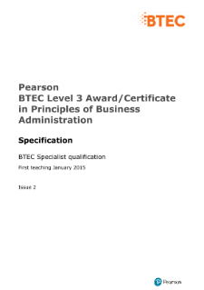 Specification - BTEC Level 3 Award and Certificate in Principles of Business Administration 