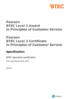 BTEC Level 2 Principles of Customer Service specification