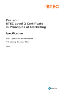 Specification - BTEC Level 2 Certificate in Principles of Marketing