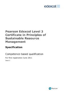 Pearson Edexcel Level 3 Certificate in Principles of Sustainable Resource Management specification