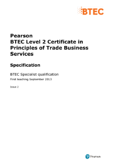BTEC Level 2 Certificate in Principles of Trade Business Services specification