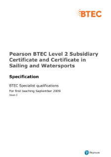 BTEC Level 2 Sailing and Watersports specification
