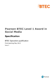  BTEC Level 1 Award in Social Media specification