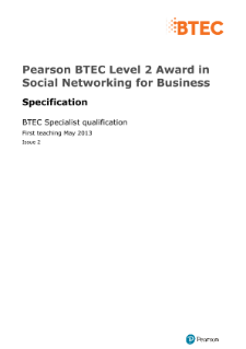 BTEC Level 2 Award in Social Networking for Business specification