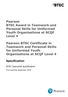 Specification - BTEC Teamwork and Personal Skills for Uniformed Youth Organisations at SCQF Level 4