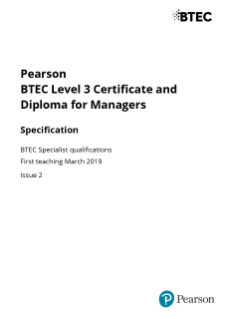 BTEC Level 3 Managers specification