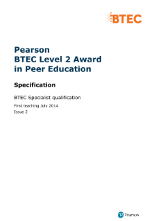 BTEC Level 2 Award in Peer Education specification