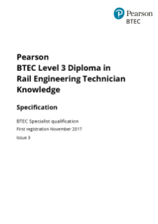 BTEC Level 3 Diploma in Rail Engineering Technician Knowledge