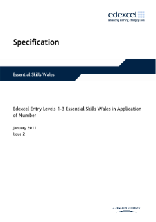 Edexcel Essential Skills Wales in Application of Number Entry Levels 1-3 specification