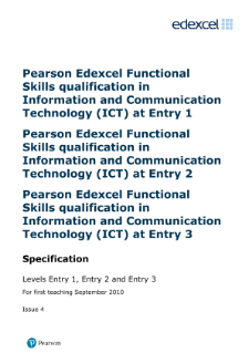 Pearson Edexcel Functional Skills in Mathematics Entry Levels 1, 2 and 3 specification