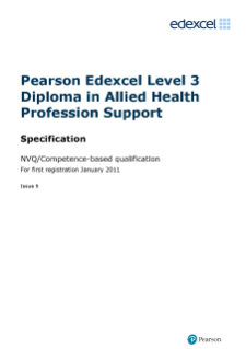 Competence-based qualification in Diploma in Allied Health Profession Support specification