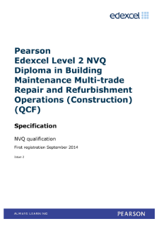 Pearson Edexcel Level 2 NVQ Diploma in Building Maintenance Multi-trade Repair and Refurbishment Operations (Construction) (QCF)